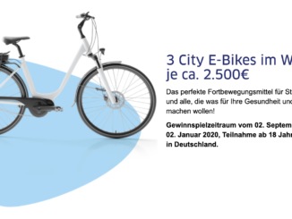 3x City E-Bikes je im Wert von 2.500 EUR zu gewinnen